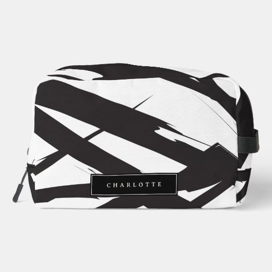 白黒モダン抽象芸術アートライン名前をカスタムする ドップキット (裏面)