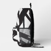 白黒モダン抽象芸術アートライン名前をカスタムする プリントバックパック (右)