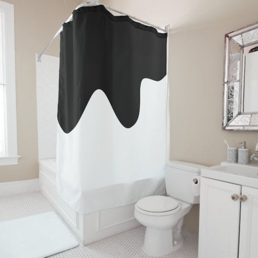 白黒モダン抽象芸術アーミニマルト シャワーカーテン (インサイチュ)