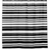 白黒モダン抽象芸術ストライプの シャワーカーテン (正面)