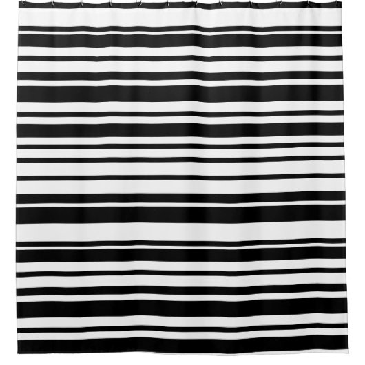 白黒モダン抽象芸術ストライプの シャワーカーテン (正面)