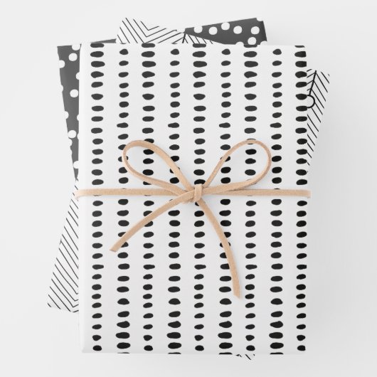 白黒モダン抽象芸術パターンのラッピング ラッピングペーパーシート (インサイチュ)