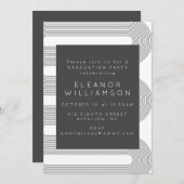 白黒モダン抽象芸術ライン卒業パーティー 招待状 (正面/裏面)