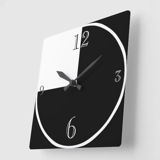 白黒モダン抽象芸術大時計 スクエア壁時計 (傾斜)