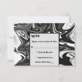 白黒モダン抽象芸術芸術的結婚の 出欠カード (正面)