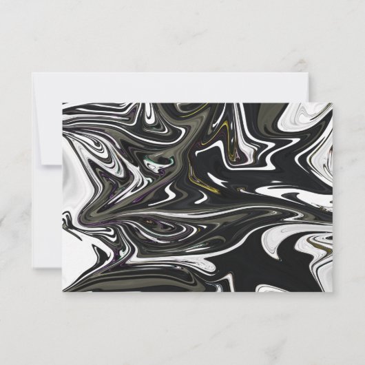 白黒モダン抽象芸術芸術的結婚の 出欠カード (裏面)