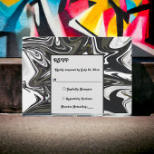 白黒モダン抽象芸術芸術的結婚の 出欠カード