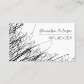 白黒モダン抽象芸術落書きQRコード 名刺 (正面)