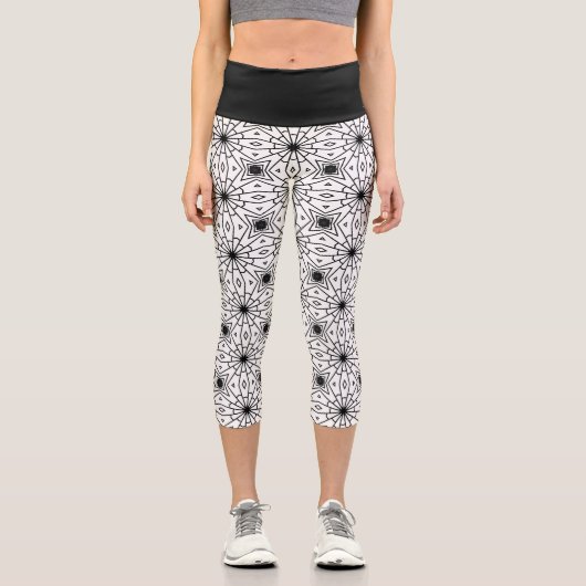 白黒モダン抽象芸術 | カプリレギンス (正面)