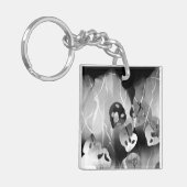 白黒モダン抽象芸術 キーホルダー (正面左)