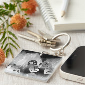 白黒モダン抽象芸術 キーホルダー (正面右)