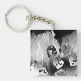 白黒モダン抽象芸術 キーホルダー