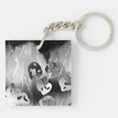 白黒モダン抽象芸術 キーホルダー (裏面)