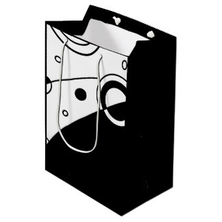 白黒モダン抽象芸術 ミディアムペーパーバッグ