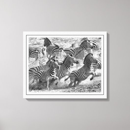 白黒モダン撮影ファインアートゼブラ キャンバスプリント (正面)