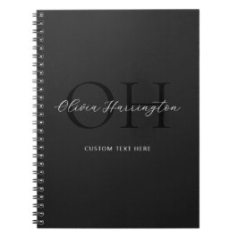 白黒モダン文字モノグラクラシックム ノートブック