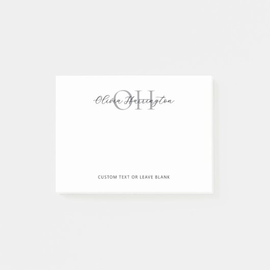 白黒モダン文字モノグラクラシックム ポストイット (正面)