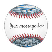 白黒モダン新生児発表写真 野球ボール (裏面)