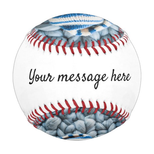 白黒モダン新生児発表写真 野球ボール (裏面)