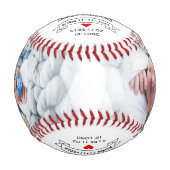 白黒モダン新生児発表写真 野球ボール (正面)