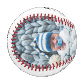 白黒モダン新生児発表写真 野球ボール (正面左)