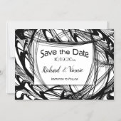 白黒モダン日付の保存 マグネット招待状 (正面)