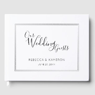 白黒モダン書ミニマル結婚の ゲストブック