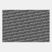 白黒モダン書道クリスマスツリー ラッピングペーパーシート (正面3)