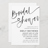 白黒モダン書道ブライダルシャワー 招待状 (正面/裏面)