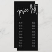 白黒モダン書道価格表サロン メニュー (正面/裏面)