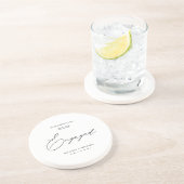 白黒モダン書道婚約パーティ コースター (側面)