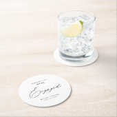 白黒モダン書道婚約パーティ ラウンドペーパーコースター (インサイチュ)