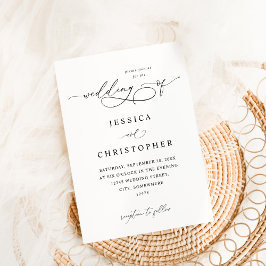 白黒モダン書道結婚3 招待状