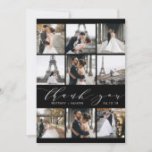 白黒モダン書道9フォトコラージュ サンキューカード (正面)