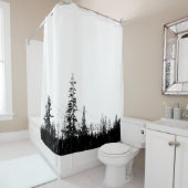 白黒モダン林ミニマル木 シャワーカーテン (インサイチュ)