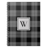 白黒モダン格子模様モノグラム ノートブック (正面)