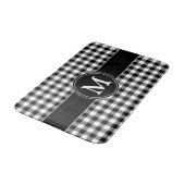 白黒モダン格子模様モノグラム バスマット (アングル)