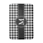 白黒モダン格子模様モノグラム バスマット (正面縦)