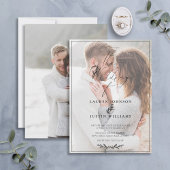 白黒モダン植物台本Vellum 2写真 招待状