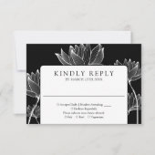 白黒モダン植物学結婚フローラ 出欠カード (正面)