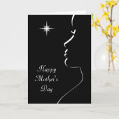 白黒モダン母の日のシルエットC カード (黄色い花)