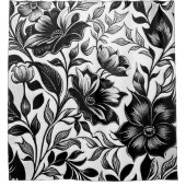 白黒モダン水彩国フローラ シャワーカーテン (正面)