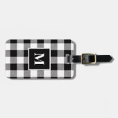 白黒モダン水牛プレイドモノグラム ラゲッジタグ (正面横)