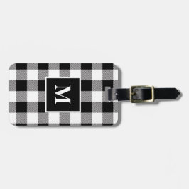 白黒モダン水牛プレイドモノグラム ラゲッジタグ