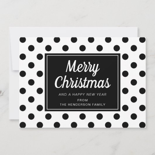 白黒モダン水玉模様クリスマス写真 シーズンカード (正面)