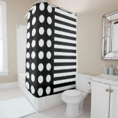 白黒モダン水玉模様ストライプ シャワーカーテン (インサイチュ)