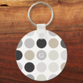 白黒モダン水玉模様パターン キーホルダー (正面)