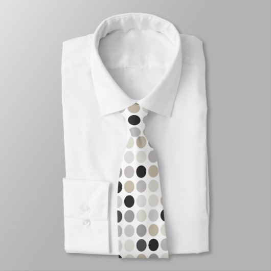 白黒モダン水玉模様パターン ネクタイ (タイ)