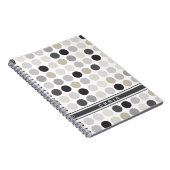 白黒モダン水玉模様パターン ノートブック (右側)