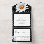 白黒モダン水玉模様フローラ オールインワン招待状 (内側)